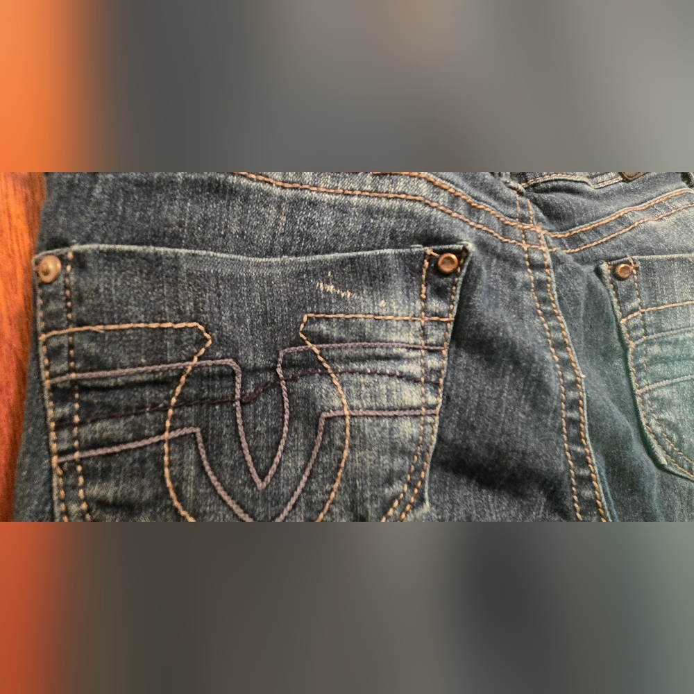 Paris Blues Blue Straight Leg Jeans Natural Distressing Sz9 - Picture 8 of 11